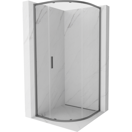 Mexen Exo-S kabina prysznicowa półokrągła rozsuwana 100 x 100 cm, transparent, gun metal - 8131-100-100-95-00