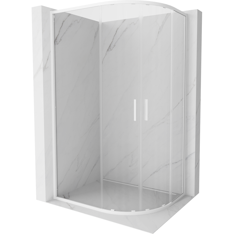Mexen Exo-S Duo kabina prysznicowa półokrągła rozsuwana 90 x 80 cm, transparent, biała - 8132-090-080-20-00
