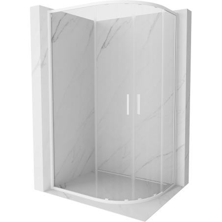 Mexen Exo-S Duo kabina prysznicowa półokrągła rozsuwana 120 x 80 cm, transparent, biała - 8132-120-080-20-00
