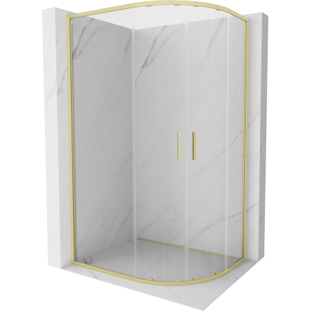 Mexen Exo-S Duo kabina prysznicowa półokrągła rozsuwana 120 x 80 cm, transparent, złota szczotkowana - 8132-120-080-55-00