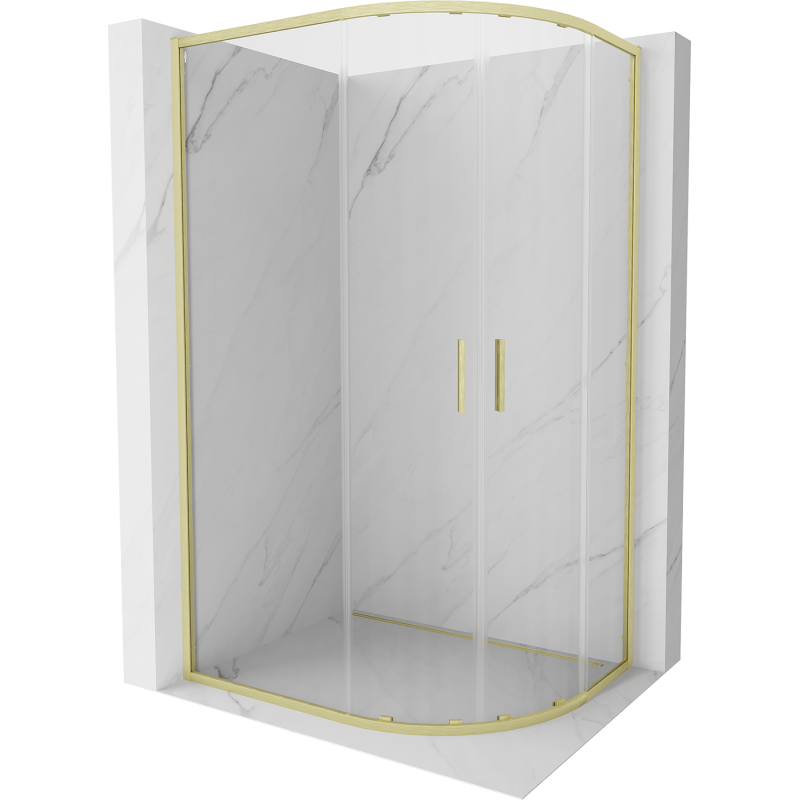 Mexen Exo-S Duo kabina prysznicowa półokrągła rozsuwana 100 x 90 cm, transparent, złota szczotkowana - 8132-100-090-55-00