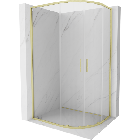 Mexen Exo-S Duo kabina prysznicowa półokrągła rozsuwana 100 x 90 cm, transparent, złota szczotkowana - 8132-100-090-55-00