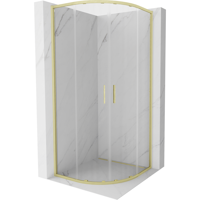 Mexen Exo-S Duo kabina prysznicowa półokrągła rozsuwana 100 x 100 cm, transparent, złota szczotkowana - 8132-100-100-55-00