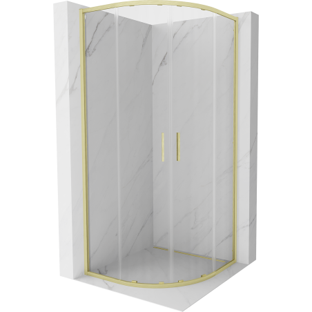 Mexen Exo-S Duo kabina prysznicowa półokrągła rozsuwana 100 x 100 cm, transparent, złota szczotkowana - 8132-100-100-55-00