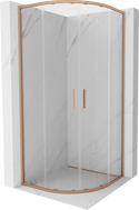 Mexen Exo-S Duo kabina prysznicowa półokrągła rozsuwana 80 x 80 cm, transparent, miedź szczotkowana - 8132-080-080-65-00