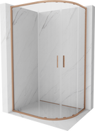 Mexen Exo-S Duo kabina prysznicowa półokrągła rozsuwana 90 x 80 cm, transparent, miedź szczotkowana - 8132-090-080-65-00