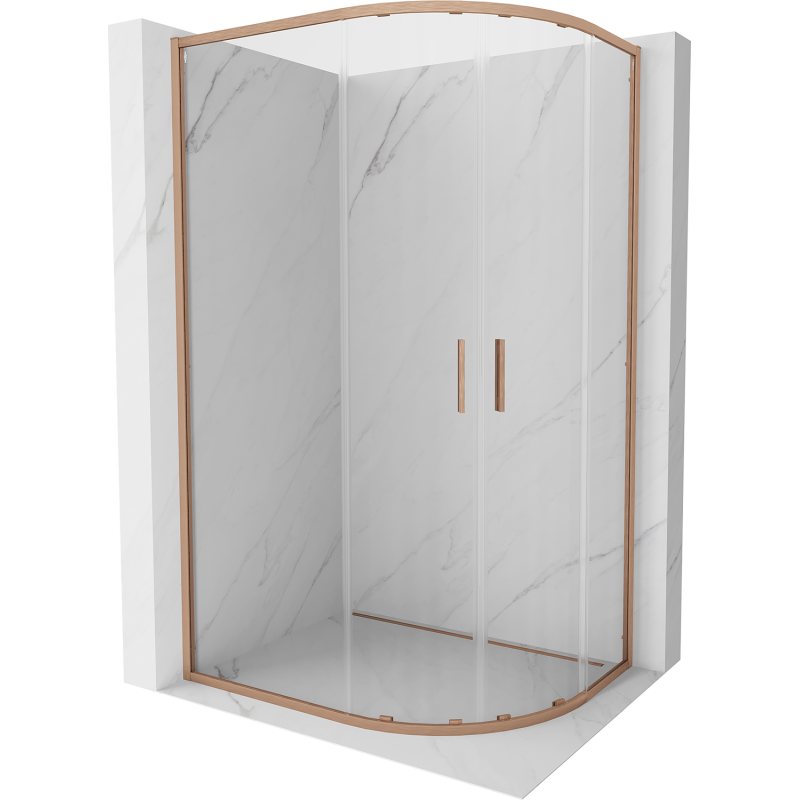 Mexen Exo-S Duo kabina prysznicowa półokrągła rozsuwana 100 x 80 cm, transparent, miedź szczotkowana - 8132-100-080-65-00