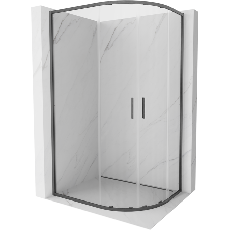 Mexen Exo-S Duo kabina prysznicowa półokrągła rozsuwana 100 x 90 cm, transparent, gun gray szczotkowany - 8132-100-090-66-00