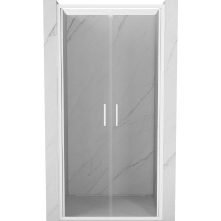 Mexen Exo-B Duo drzwi prysznicowe podwójne uchylne 100 cm, transparent, białe - 814-100-000-20-00