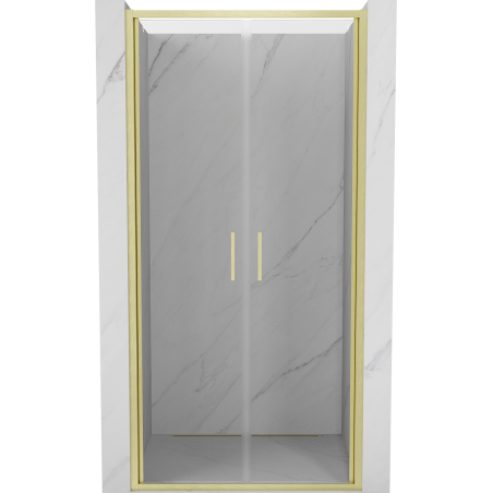 Mexen Exo-B Duo drzwi prysznicowe podwójne uchylne 70 cm, transparent, złote szczotkowane - 814-070-000-55-00