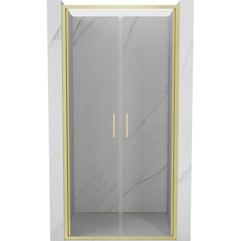 Mexen Exo-B Duo drzwi prysznicowe podwójne uchylne 120 cm, transparent, złote szczotkowane - 814-120-000-55-00