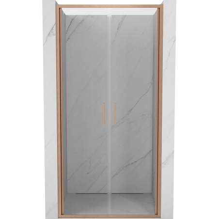 Mexen Exo-B Duo drzwi prysznicowe podwójne uchylne 100 cm, transparent, miedź szczotkowana - 814-100-000-65-00