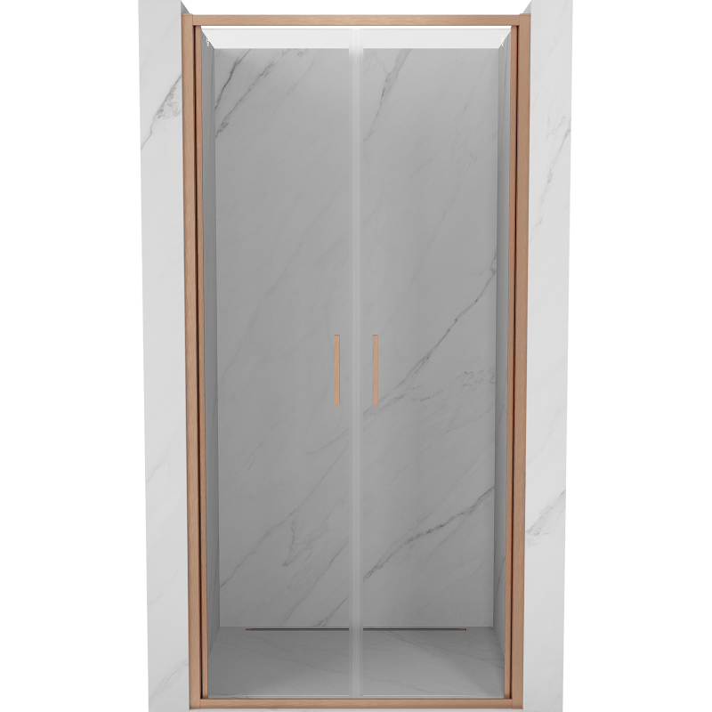 Mexen Exo-B Duo drzwi prysznicowe podwójne uchylne 110 cm, transparent, miedź szczotkowana - 814-110-000-65-00