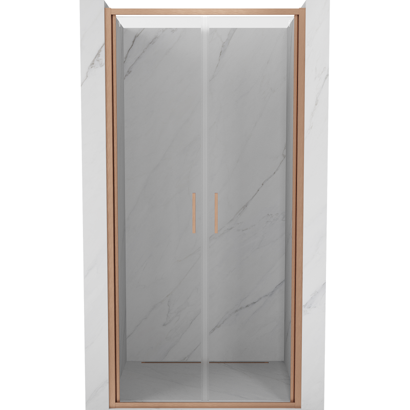 Mexen Exo-B Duo drzwi prysznicowe podwójne uchylne 120 cm, transparent, miedź szczotkowana - 814-120-000-65-00