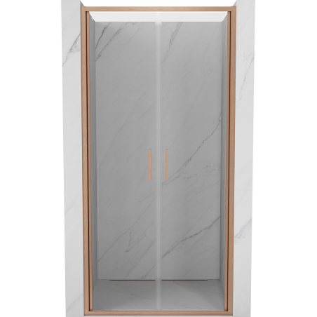 Mexen Exo-B Duo drzwi prysznicowe podwójne uchylne 120 cm, transparent, miedź szczotkowana - 814-120-000-65-00