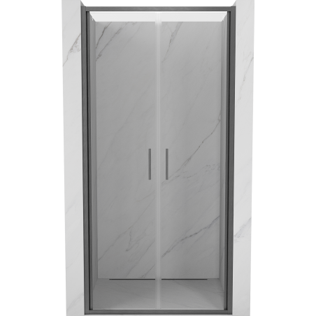 Mexen Exo-B Duo drzwi prysznicowe podwójne uchylne 110 cm, transparent, gun gray szczotkowany - 814-110-000-66-00