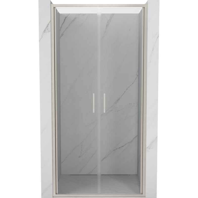 Mexen Exo-B Duo drzwi prysznicowe podwójne uchylne 100 cm, transparent, nikiel szczotkowany - 814-100-000-97-00