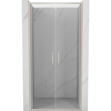 Mexen Exo-B Duo drzwi prysznicowe podwójne uchylne 120 cm, transparent, nikiel szczotkowany - 814-120-000-97-00