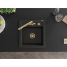 Mexen Vito Granitspüle 1-Becken mit Küchenarmatur Duero, Schwarz/Gold Metallic - 6503-75-671600-50
