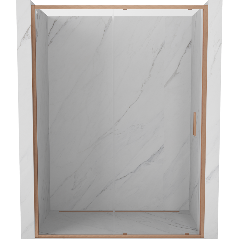 Mexen Exo-S drzwi prysznicowe rozsuwane 135 cm, transparent, miedź szczotkowana - 8151-135-000-65-00