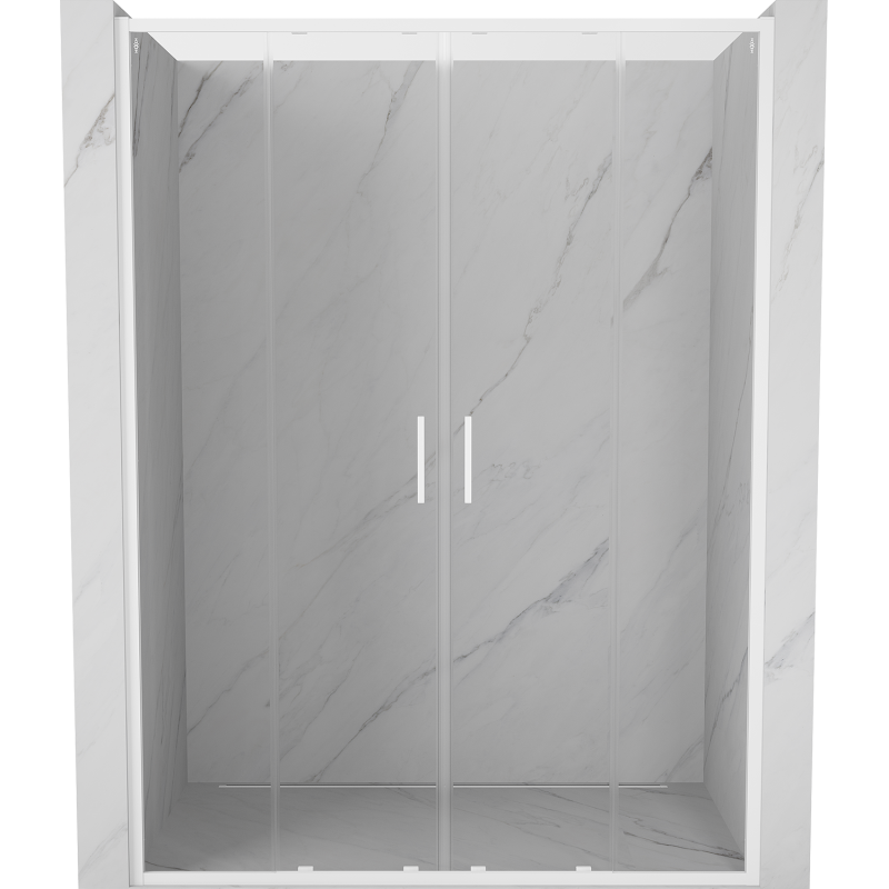 Mexen Exo-S Duo drzwi prysznicowe podwójne rozsuwane 130 cm, transparent, białe - 8152-130-000-20-00