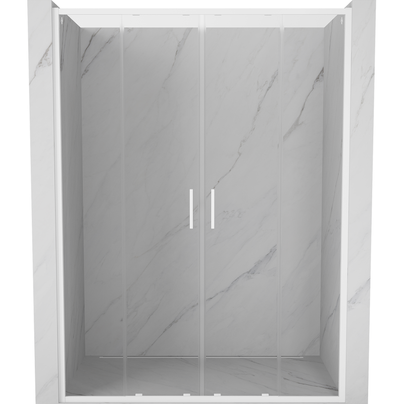 Mexen Exo-S Duo drzwi prysznicowe podwójne rozsuwane 150 cm, transparent, białe - 8152-150-000-20-00