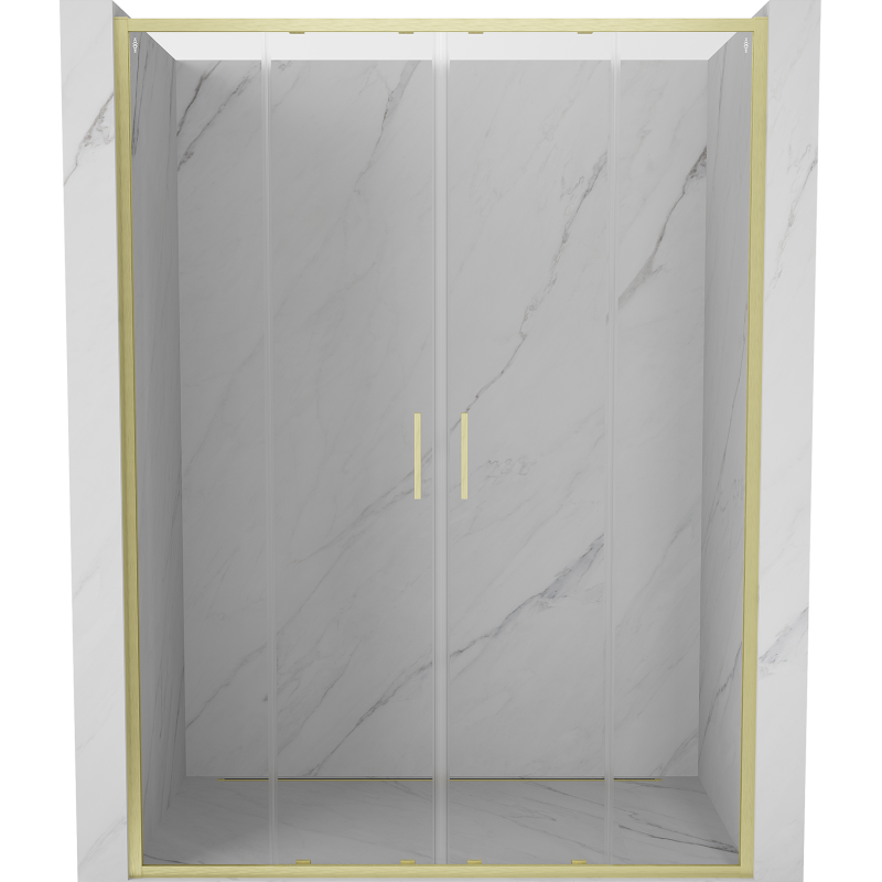 Mexen Exo-S Duo drzwi prysznicowe podwójne rozsuwane 130 cm, transparent, złote szczotkowane - 8152-130-000-55-00