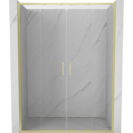 Mexen Exo-S Duo drzwi prysznicowe podwójne rozsuwane 130 cm, transparent, złote szczotkowane - 8152-130-000-55-00