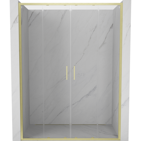 Mexen Exo-S Duo drzwi prysznicowe podwójne rozsuwane 140 cm, transparent, złote szczotkowane - 8152-140-000-55-00