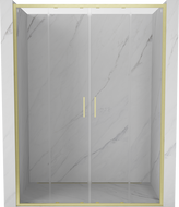 Mexen Exo-S Duo drzwi prysznicowe podwójne rozsuwane 140 cm, transparent, złote szczotkowane - 8152-140-000-55-00