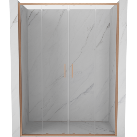 Mexen Exo-S Duo drzwi prysznicowe podwójne rozsuwane 130 cm, transparent, miedź szczotkowana - 8152-130-000-65-00