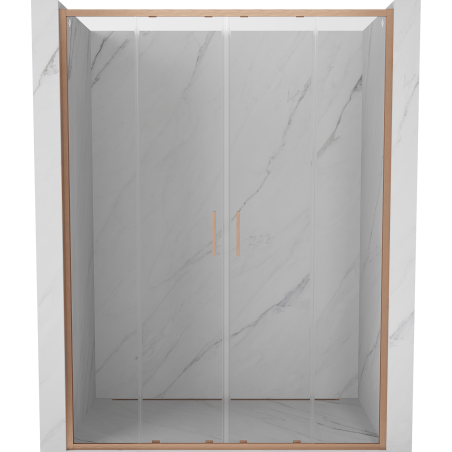 Mexen Exo-S Duo drzwi prysznicowe podwójne rozsuwane 140 cm, transparent, miedź szczotkowana - 8152-140-000-65-00