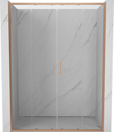 Mexen Exo-S Duo drzwi prysznicowe podwójne rozsuwane 160 cm, transparent, miedź szczotkowana - 8152-160-000-65-00
