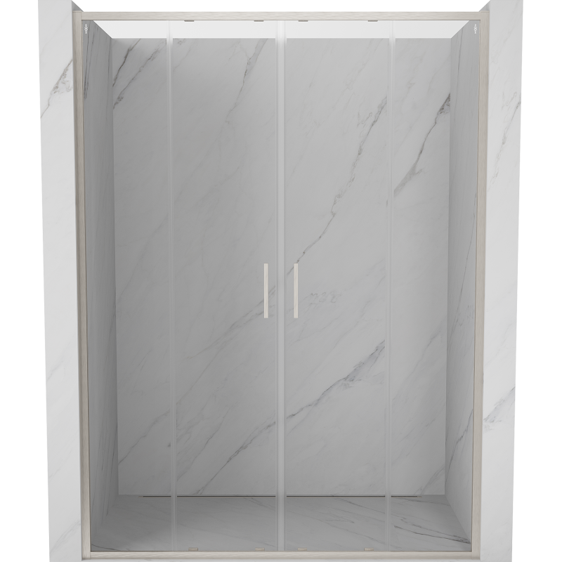 Mexen Exo-S Duo drzwi prysznicowe podwójne rozsuwane 140 cm, transparent, nikiel szczotkowany - 8152-140-000-97-00