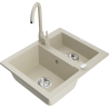 Mexen Carlos granitdiskho 1,5-kammare med kökskran Telma, beige - 6518-69-670200-69