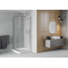Mexen Rio kvadratna tuš kabina 90 x 90 cm, prozirna, krom + tuš kada, bijela - 860-090-090-01-00-4510
