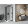 Mexen Rio kvadratna tuš kabina 90 x 90 cm, transparentna, crna + tuš kada, bijela - 860-090-090-70-00-4510