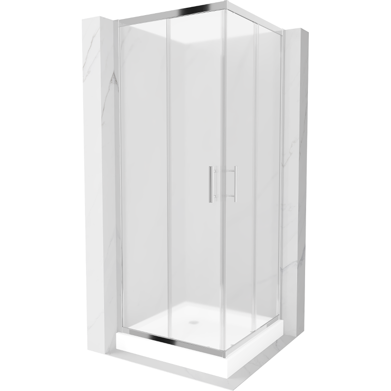 Mexen Rio kvadratna pršna kabina 90 x 90 cm, zmrzal, krom + kad, bela - 860-090-090-01-30-4510