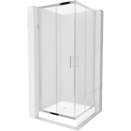 Mexen Rio kvadratna tuš kabina 90 x 90 cm, matirano staklo, krom + tuš kada, bijela - 860-090-090-01-30-4510