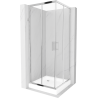 Mexen Rio kvadratna tuš kabina 90 x 90 cm, prozirna, krom + tuš kada, bijela - 860-090-090-01-00-4510