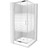Mexen Rio kvadratna pršna kabina 90 x 90 cm, bele črte, krom + tuš, bel - 860-090-090-01-20-4510
