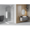 Mexen Rio kvadratna pršna kabina 90 x 90 cm, bele črte, krom + tuš, bel - 860-090-090-01-20-4510
