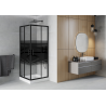 Mexen Rio kvadratna tuš kabina 90 x 90 cm, crne trake, crna + plitica, bijela - 860-090-090-70-20-4510