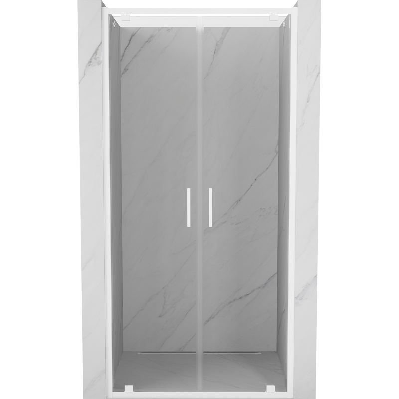 Mexen Exo-BR Duo drzwi prysznicowe podwójne uchylne 80 cm, transparent, białe - 8182-080-000-20-00