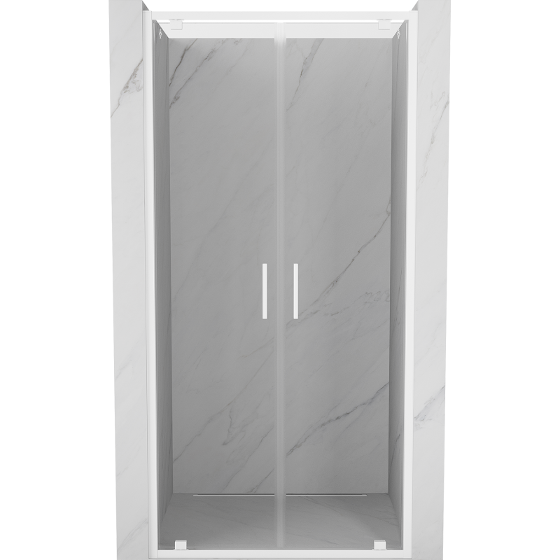 Mexen Exo-BR Duo drzwi prysznicowe podwójne uchylne 100 cm, transparent, białe - 8182-100-000-20-00