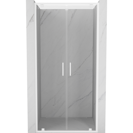 Mexen Exo-BR Duo drzwi prysznicowe podwójne uchylne 110 cm, transparent, białe - 8182-110-000-20-00