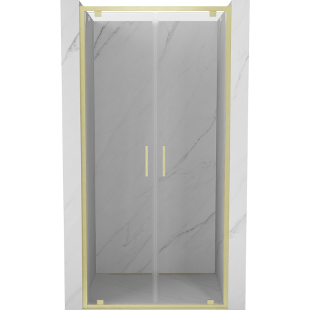 Mexen Exo-BR Duo drzwi prysznicowe podwójne uchylne 80 cm, transparent, złote szczotkowane - 8182-080-000-55-00