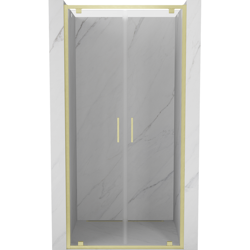 Mexen Exo-BR Duo drzwi prysznicowe podwójne uchylne 90 cm, transparent, złote szczotkowane - 8182-090-000-55-00