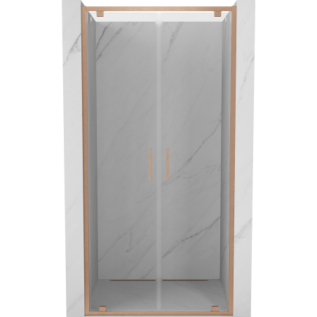 Mexen Exo-BR Duo drzwi prysznicowe podwójne uchylne 80 cm, transparent, miedź szczotkowana - 8182-080-000-65-00