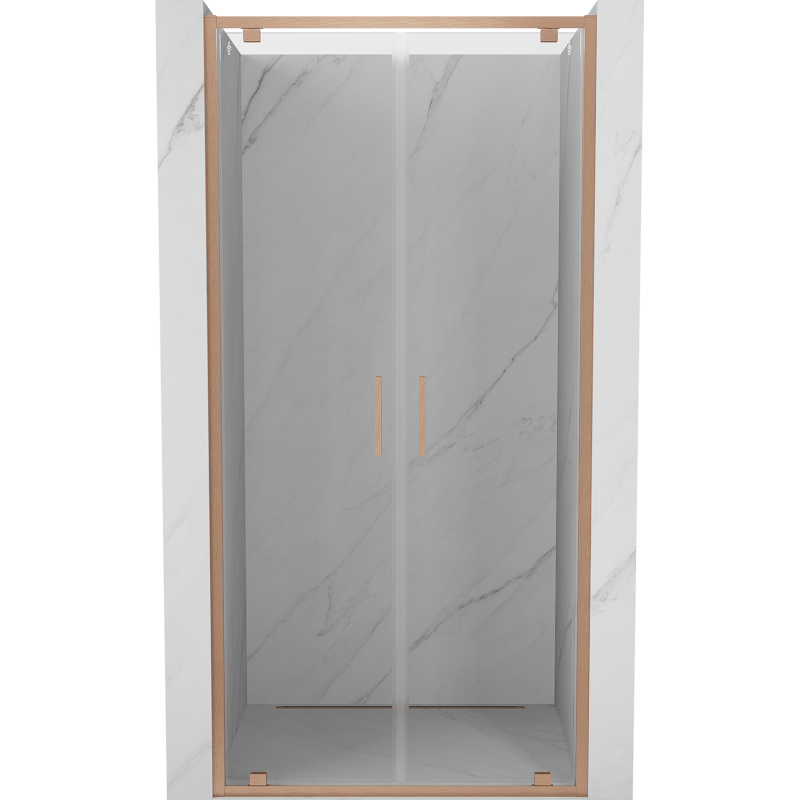 Mexen Exo-BR Duo drzwi prysznicowe podwójne uchylne 110 cm, transparent, miedź szczotkowana - 8182-110-000-65-00